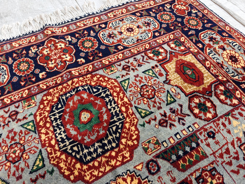 Authentic Mamluk Beljik Rug 4.8x3.4 ft - Handwoven Afghan Wool Carpet, Intricate Oriental Design, Perfect for Home Decor,