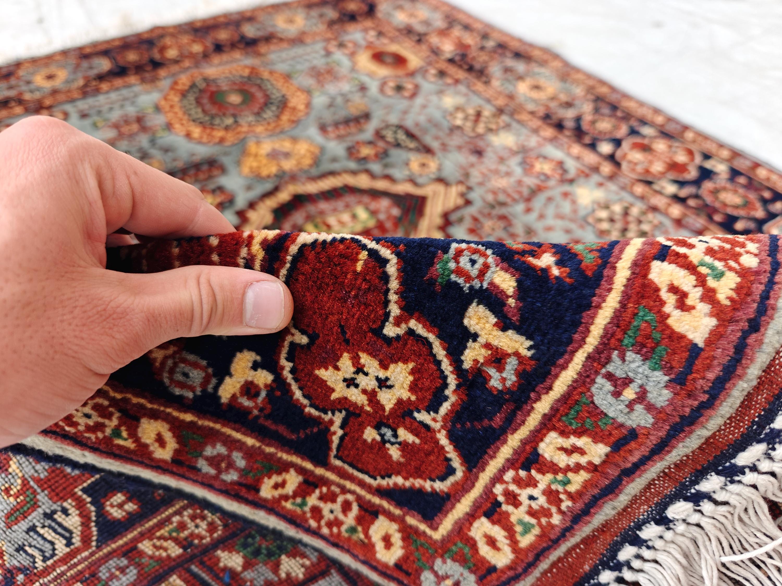 Authentic Mamluk Beljik Rug 4.8x3.4 ft - Handwoven Afghan Wool Carpet, Intricate Oriental Design, Perfect for Home Decor,