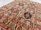 4.10x3.4 ft Handmade Beljik Gandumi Rug Authentic Afghan Wool Carpet, Traditional Oriental Design, Perfect for Home Decor, Entryway Rug"