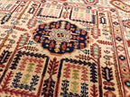 4.10x3.4 ft Handmade Beljik Gandumi Rug Authentic Afghan Wool Carpet, Traditional Oriental Design, Perfect for Home Decor, Entryway Rug"