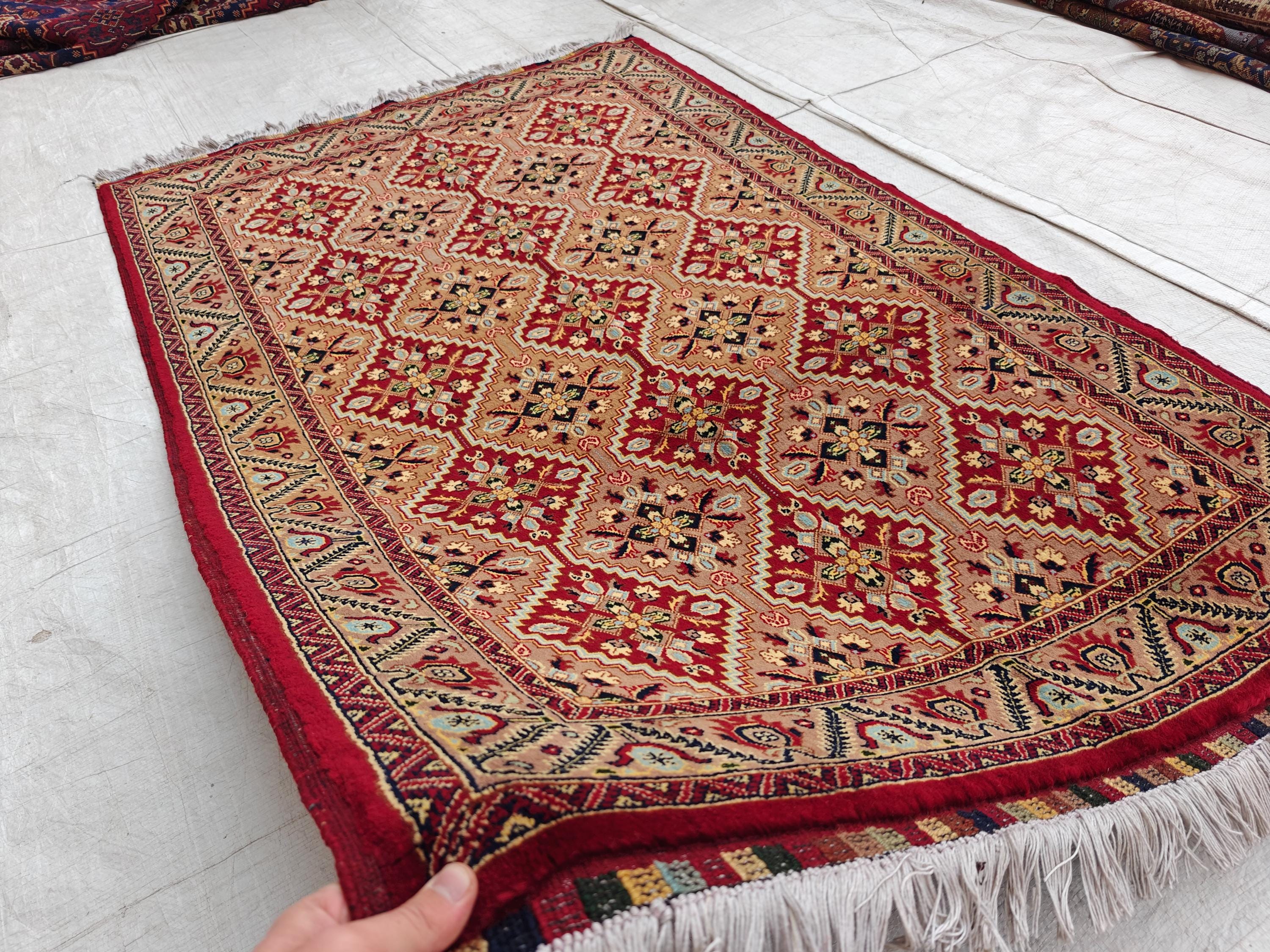 Authentic Yousafi Beljik Rug 5.5x3.6 ft - Handwoven Afghan Wool Carpet, Elegant Oriental Design, Perfect for Home Decor