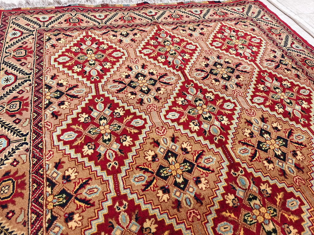 Authentic Yousafi Beljik Rug 5.5x3.6 ft - Handwoven Afghan Wool Carpet, Elegant Oriental Design, Perfect for Home Decor