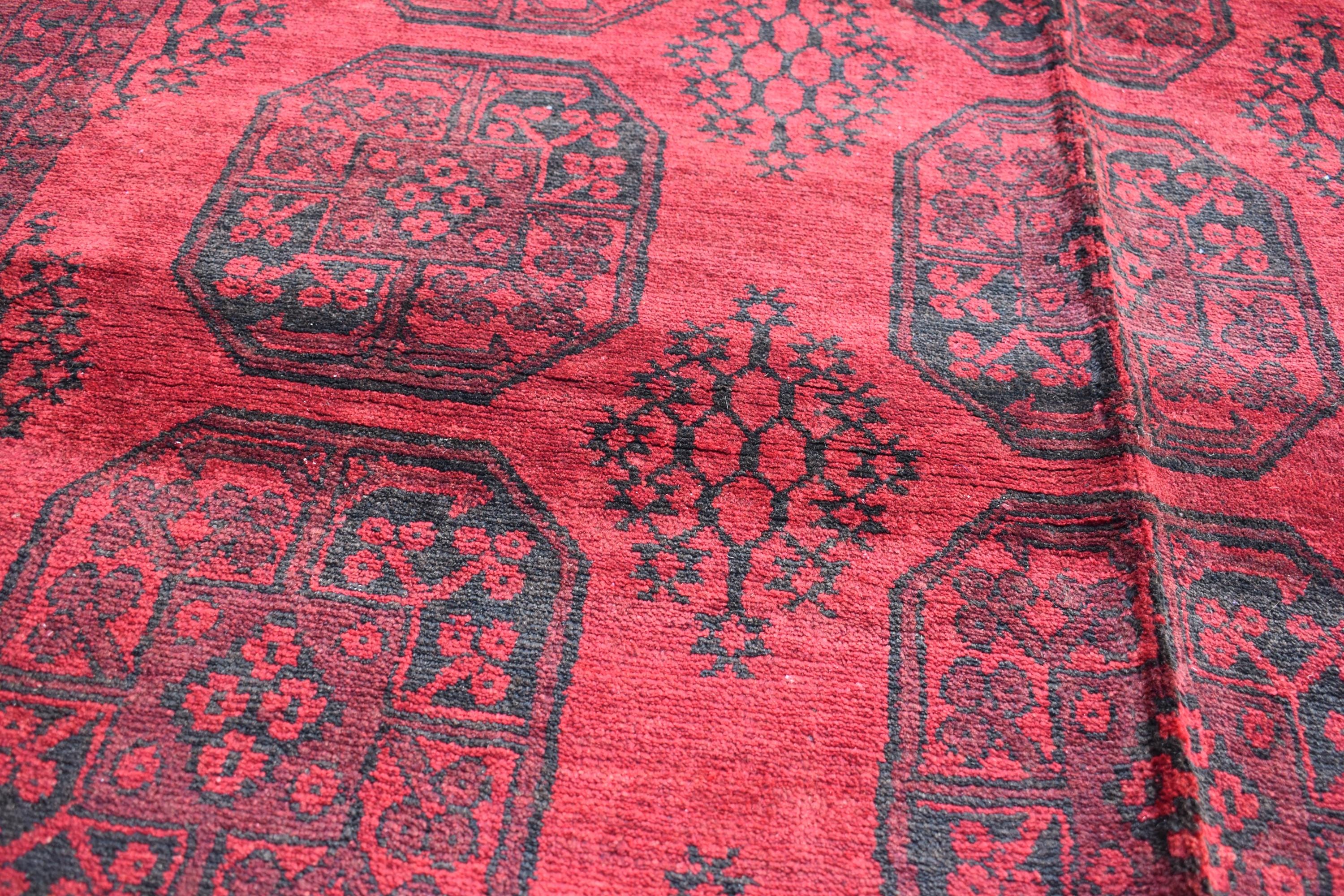 Vintage Afghan Elephant Rug 9.4 x 6.10 ft – Handmade Wool Carpet, Tribal Elephant Motif, Authentic Afghan Decor, Boho Area Rug, Farm House