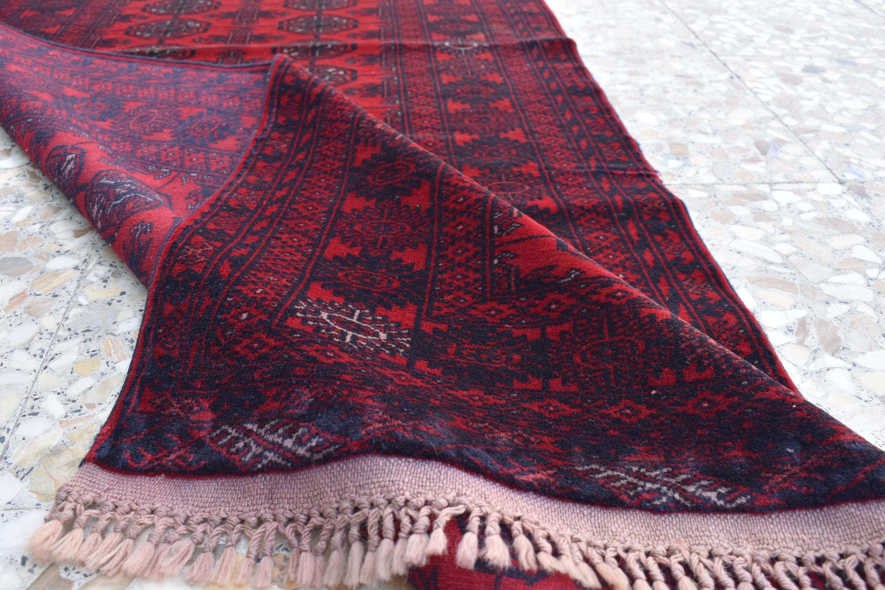 6.1 x 2.7 ft Vintage Afghan Runner Rug–Handmade Wool Carpet, Rustic Hallway Runner, Unique Antique Afghan Decor, Boho Tribal Runner Rug