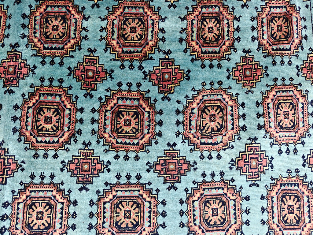 7x10 Turquoise Authentic Hand-Knotted Sarouk Rug | Persian Vintage Wool Carpet | Luxury Area Rug for Living Room, Bedroom rug 9.8x6.5 ft