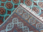 7x10 Turquoise Authentic Hand-Knotted Sarouk Rug | Persian Vintage Wool Carpet | Luxury Area Rug for Living Room, Bedroom rug 9.8x6.5 ft