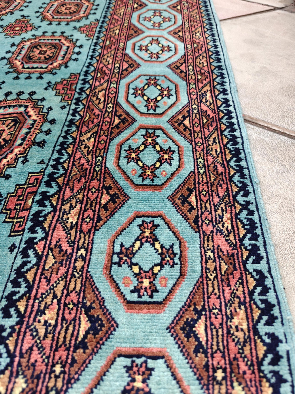 7x10 Turquoise Authentic Hand-Knotted Sarouk Rug | Persian Vintage Wool Carpet | Luxury Area Rug for Living Room, Bedroom rug 9.8x6.5 ft