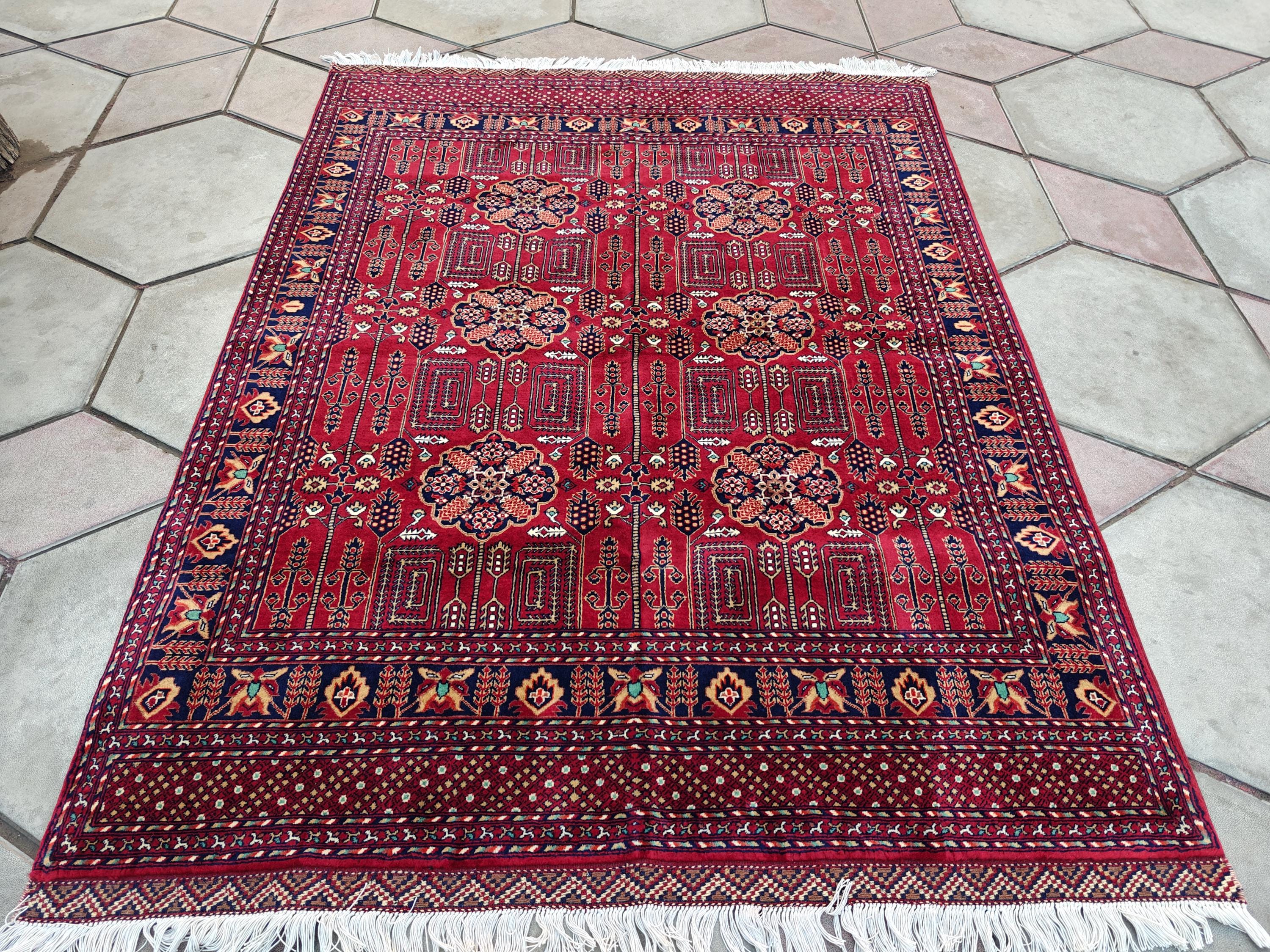 7x5 Authentic Hand-Knotted Rug | Persian Vintage Wool Carpet | Luxury Area Rug for Living Room or Office, Bedroom Rug, 6.5x4.9 ft