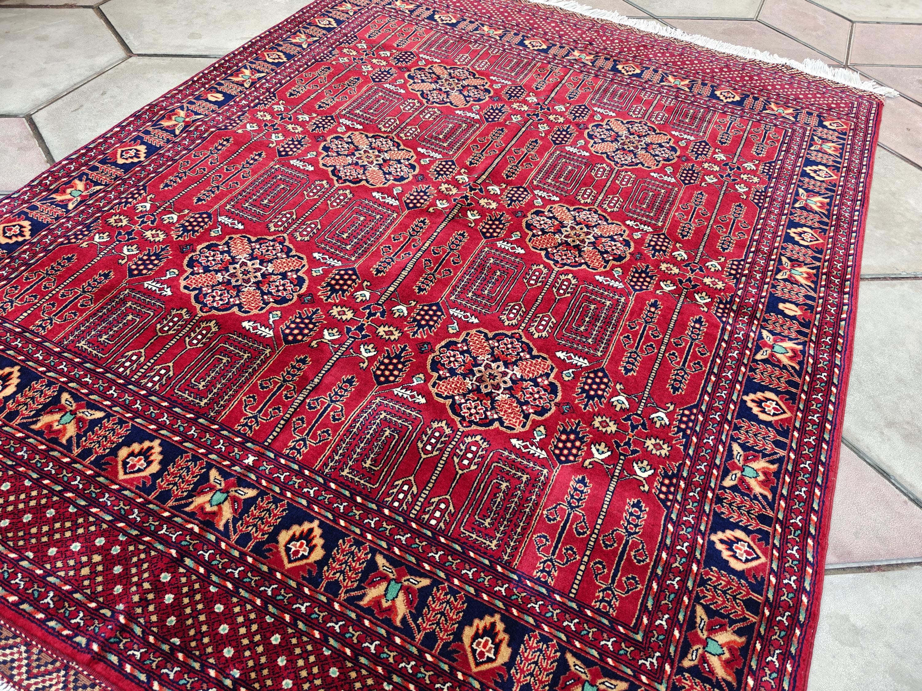 7x5 Authentic Hand-Knotted Rug | Persian Vintage Wool Carpet | Luxury Area Rug for Living Room or Office, Bedroom Rug, 6.5x4.9 ft