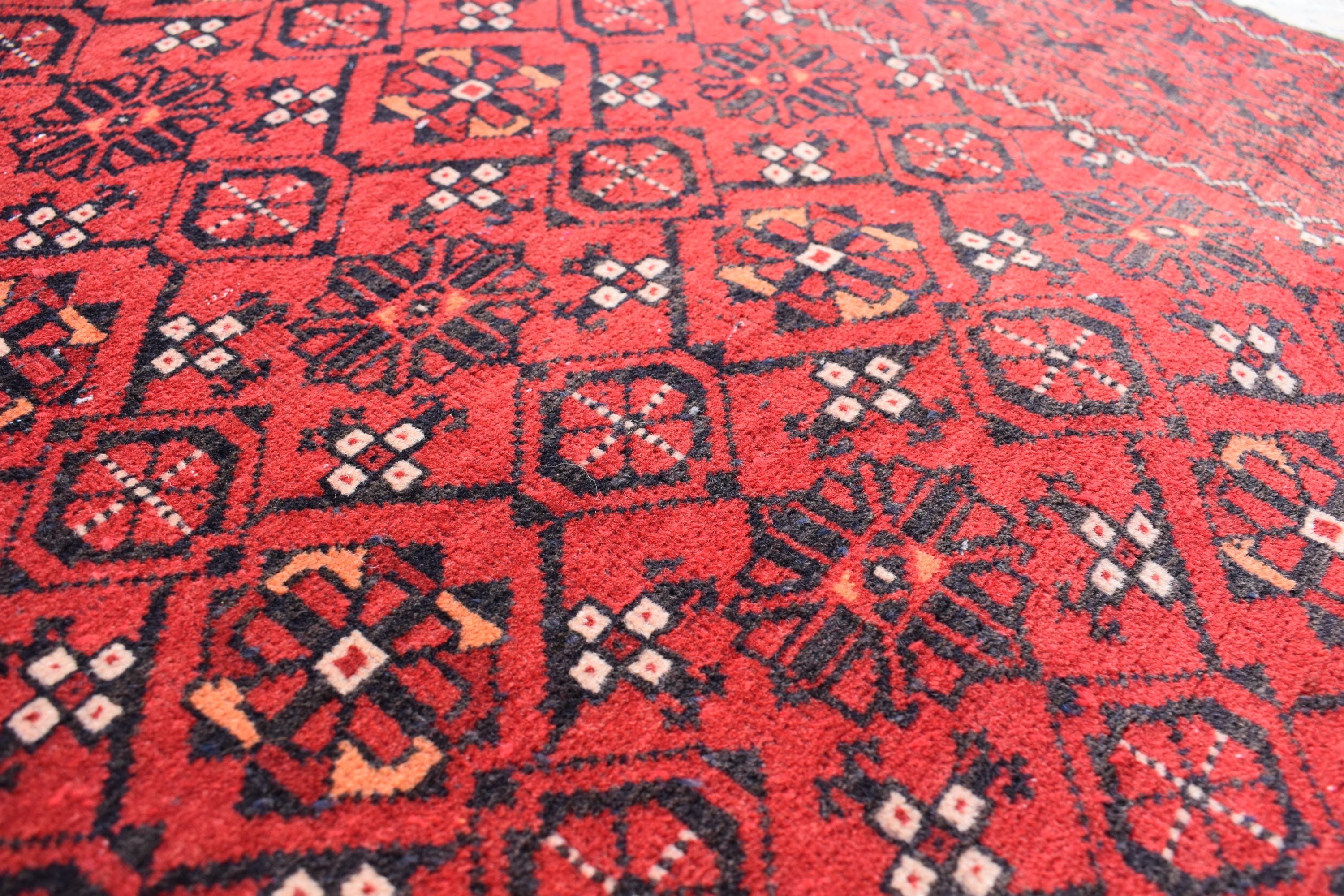 9.4 x 2.9 ft Vintage Afghan Runner Rug– Handmade Wool Carpet, Rustic Hallway Runner, Unique Antique Afghan Decor, Boho Tribal Runner Rug