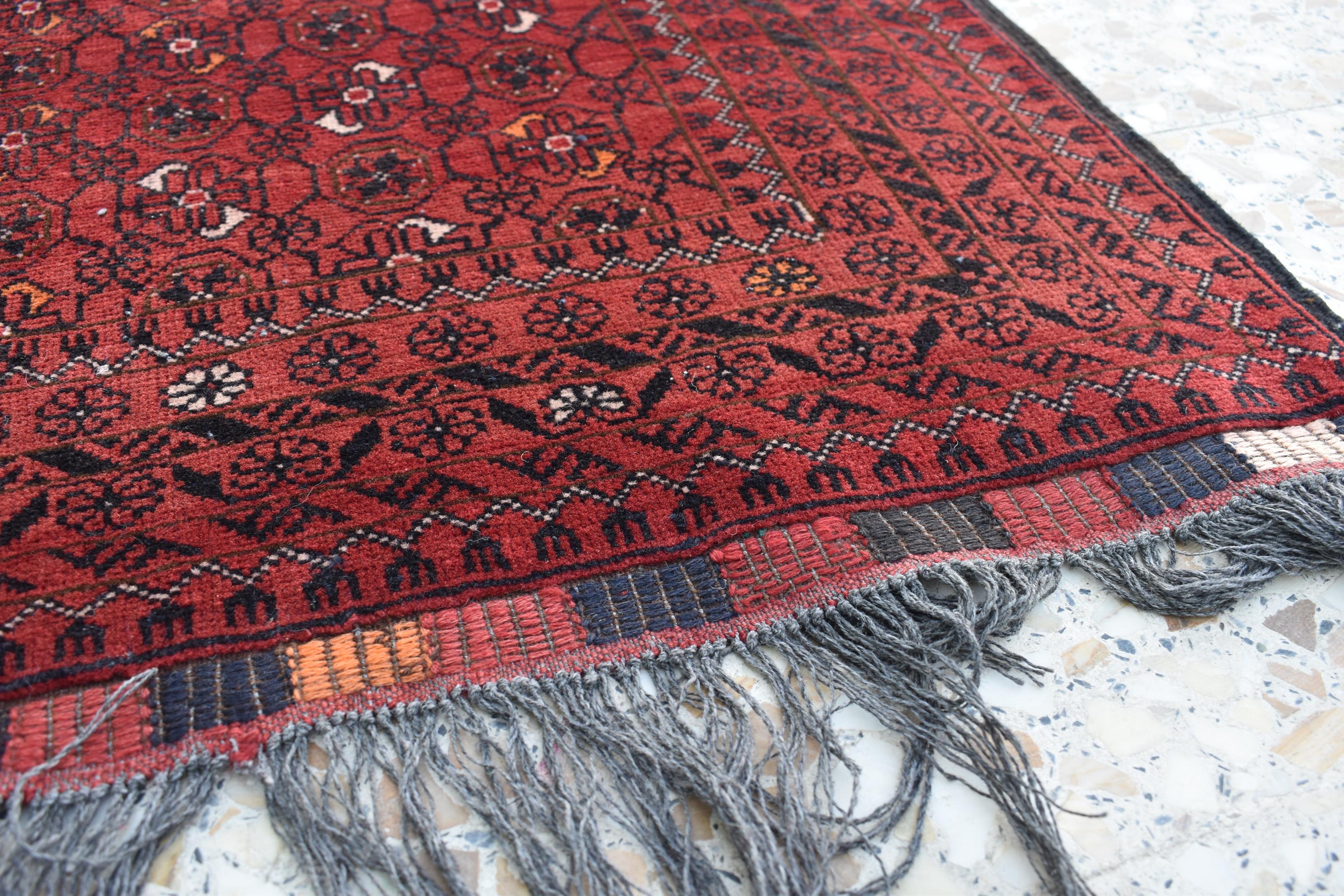 Vintage Afghan Runner Rug 9.5 x 2.8 ft – Handmade Wool Carpet, Rustic Hallway Runner, Unique Antique Afghan Decor, Boho Tribal Runner Rug