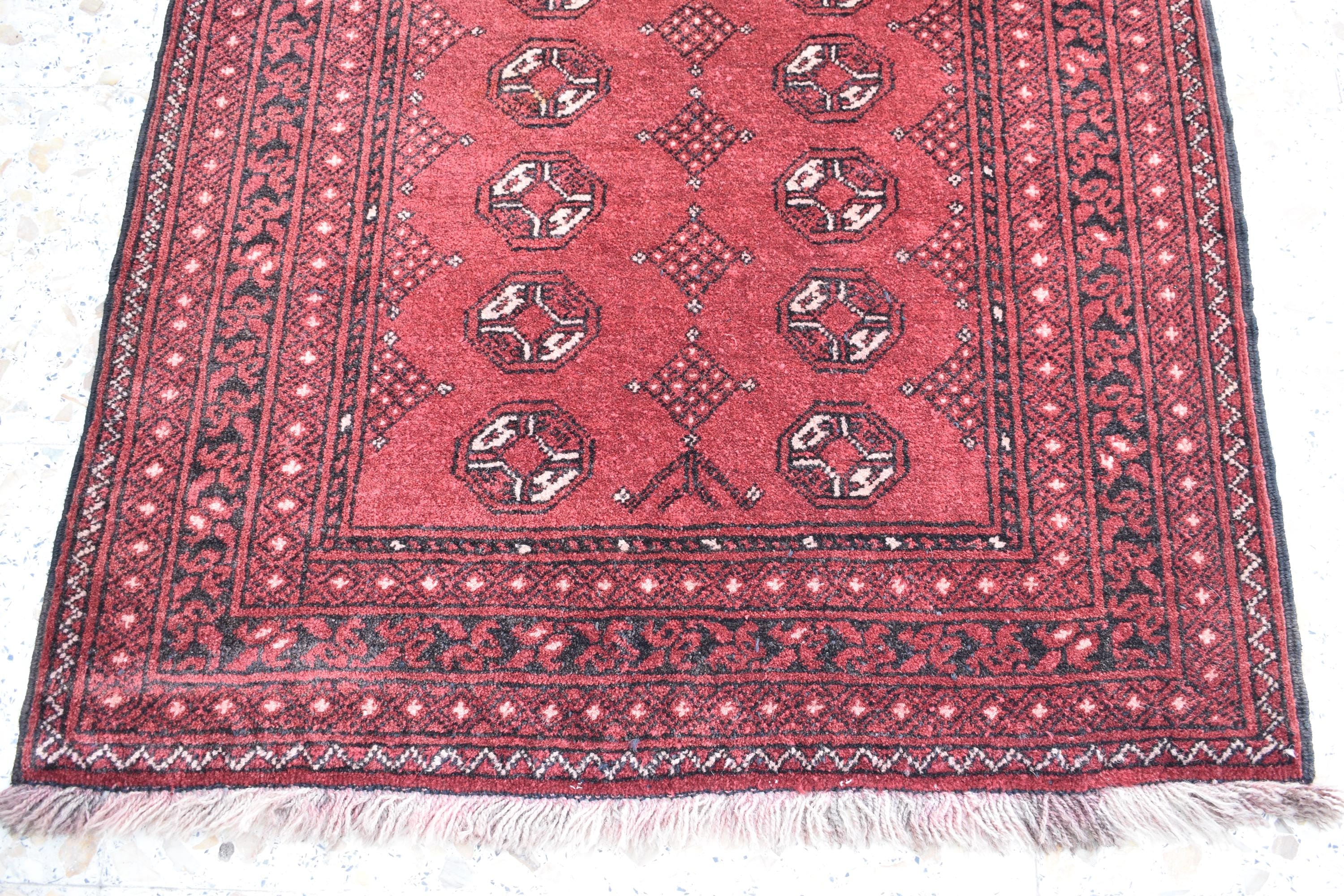9.6 x 2.10 ft Vintage Afghan Runner Rug– Handmade Wool Carpet, Rustic Hallway Runner, Unique Antique Afghan Decor, Entryway Runner.