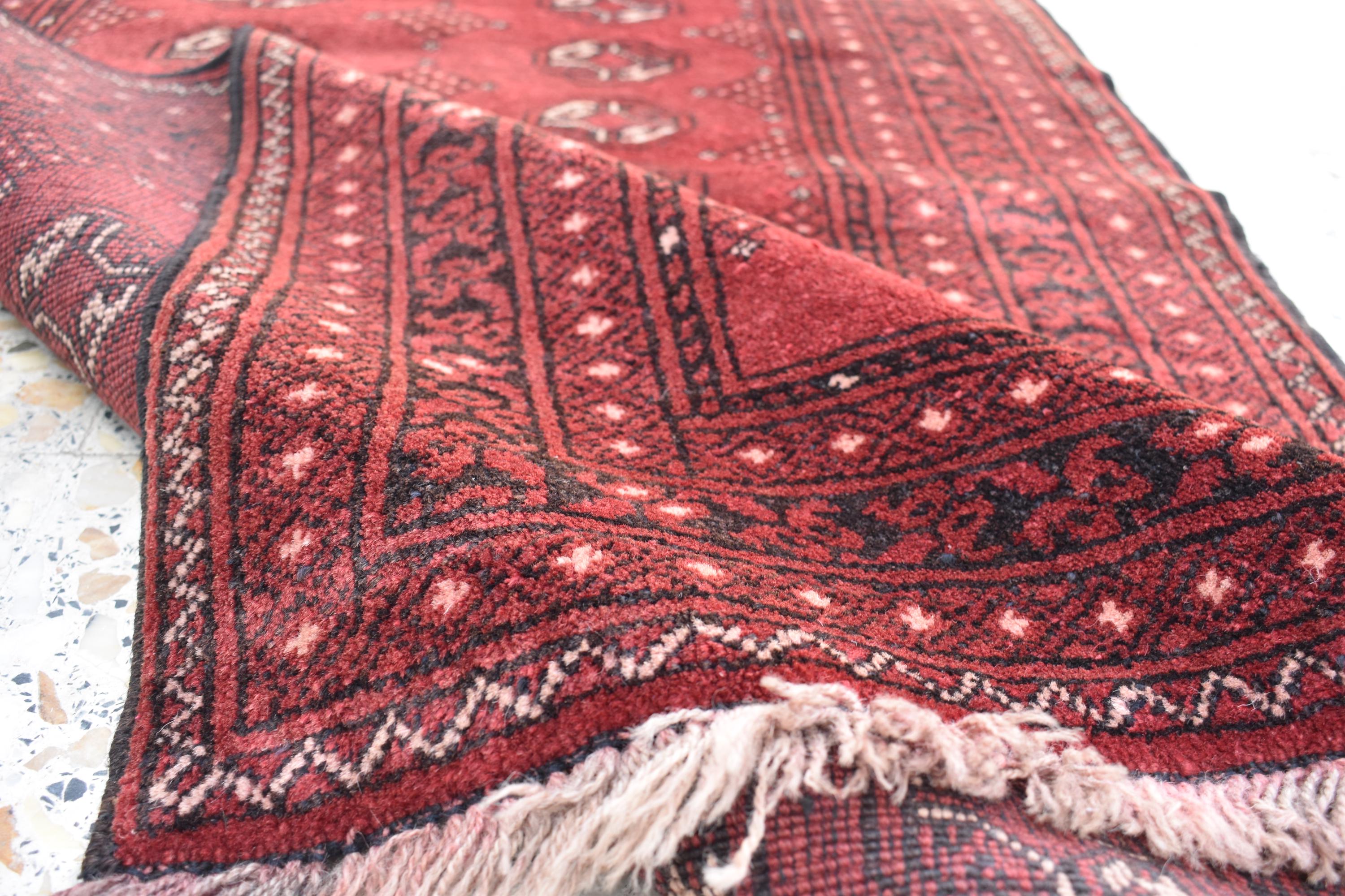 9.6 x 2.10 ft Vintage Afghan Runner Rug– Handmade Wool Carpet, Rustic Hallway Runner, Unique Antique Afghan Decor, Entryway Runner.