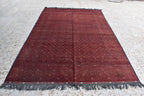 Vintage Antique Afghan Handmade Rug – 9.11 x 6.7 ft | Unique Tribal Design | Authentic Wool Carpet | One-of-a-Kind Oriental Afghan Rug
