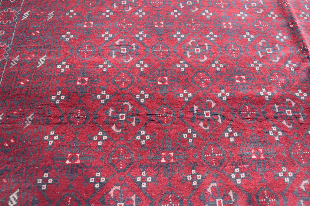 Vintage Antique Afghan Handmade Rug – 9.11 x 6.7 ft | Unique Tribal Design | Authentic Wool Carpet | One-of-a-Kind Oriental Afghan Rug