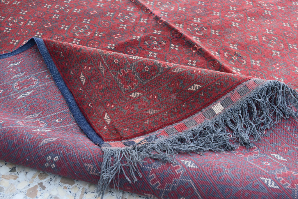 Vintage Antique Afghan Handmade Rug – 9.11 x 6.7 ft | Unique Tribal Design | Authentic Wool Carpet | One-of-a-Kind Oriental Afghan Rug