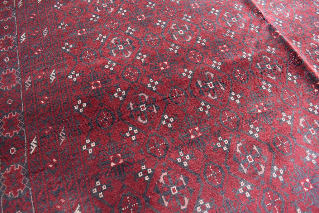 Vintage Antique Afghan Handmade Rug – 9.11 x 6.7 ft | Unique Tribal Design | Authentic Wool Carpet | One-of-a-Kind Oriental Afghan Rug