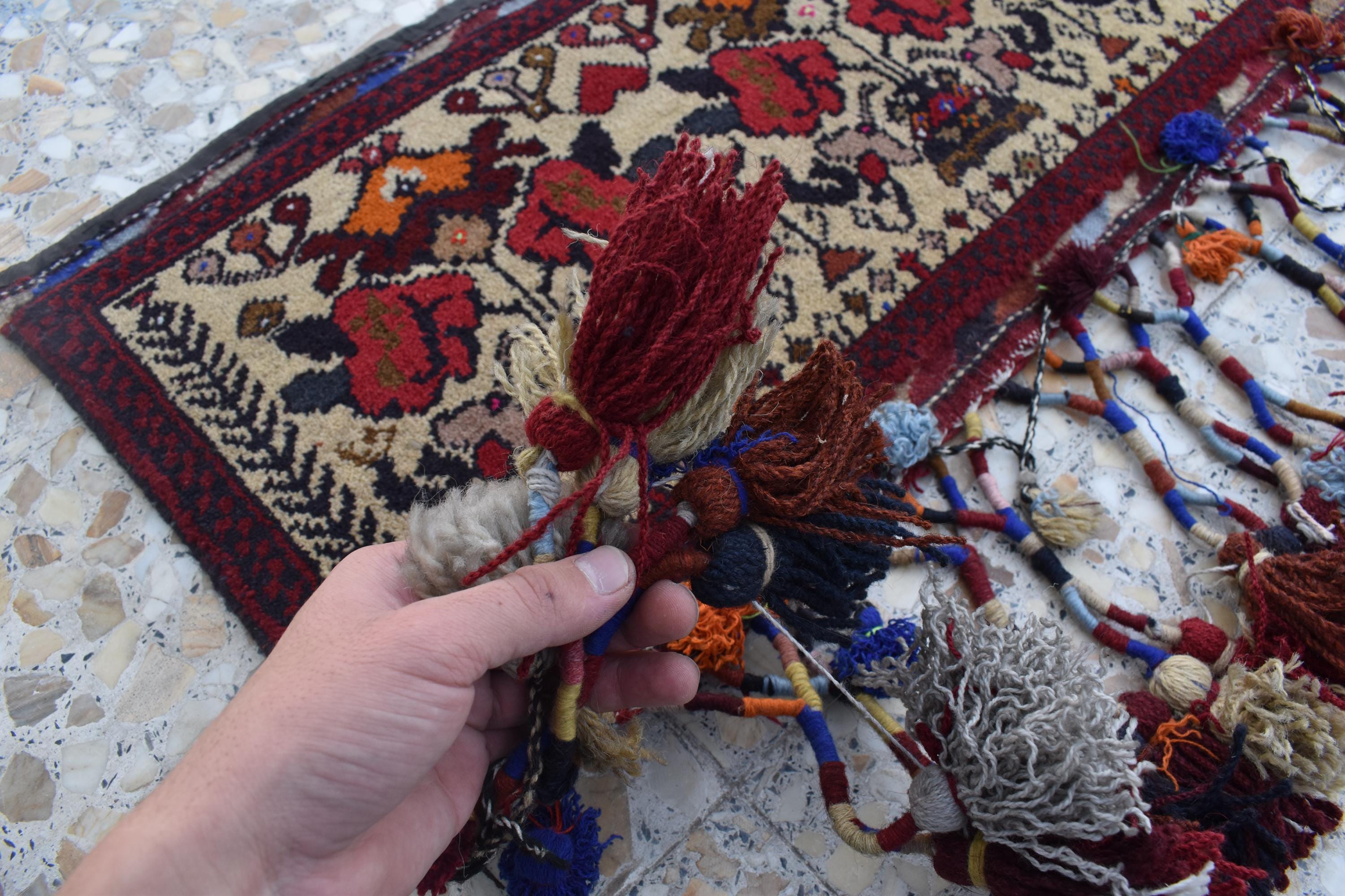 Handmade Wall Hanging Cushions – 2.9 x 1.3 ft | Afghan Tribal Decor | Unique Boho Wall Art | Vintage Textile Cushion Cover