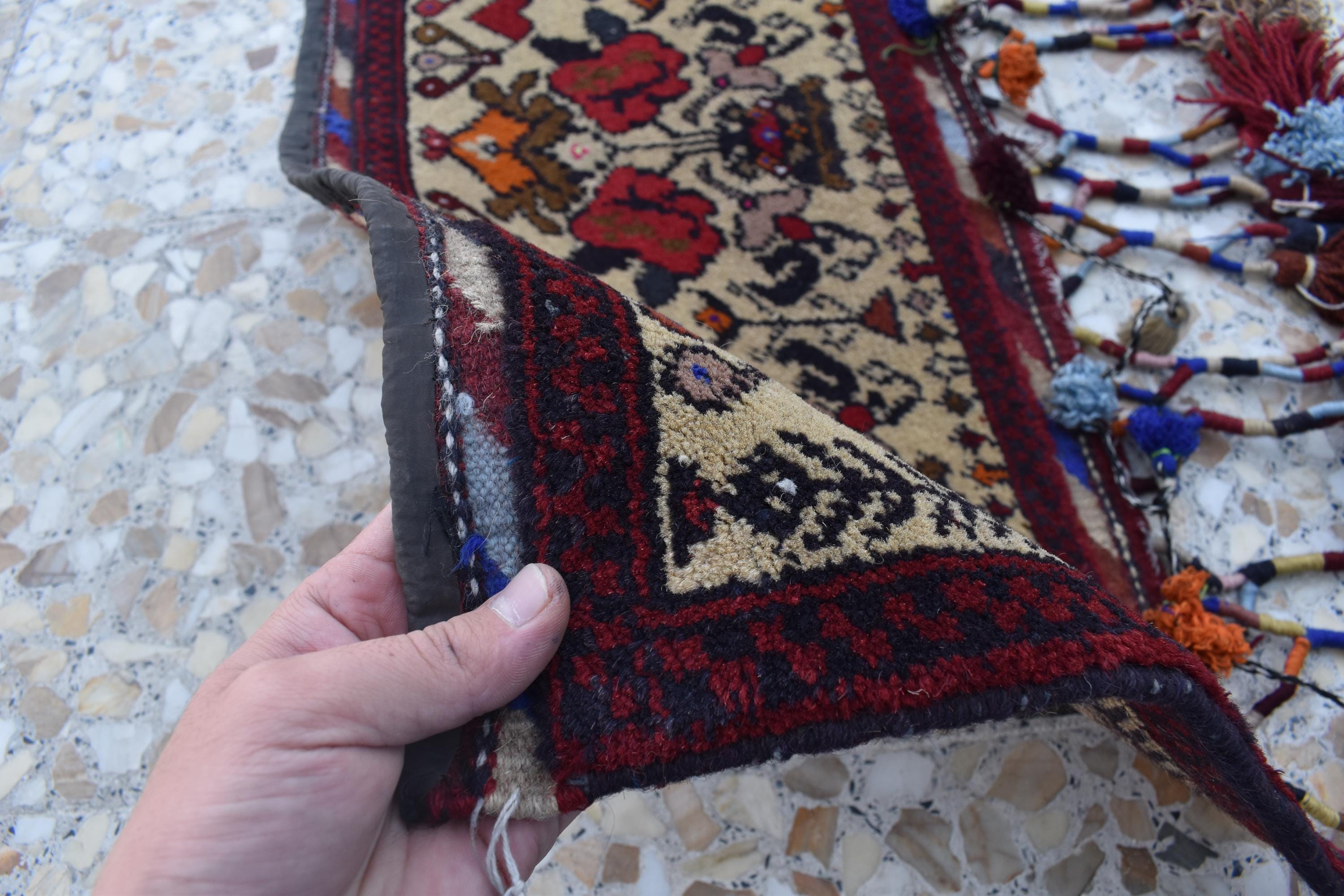 Handmade Wall Hanging Cushions – 2.9 x 1.3 ft | Afghan Tribal Decor | Unique Boho Wall Art | Vintage Textile Cushion Cover