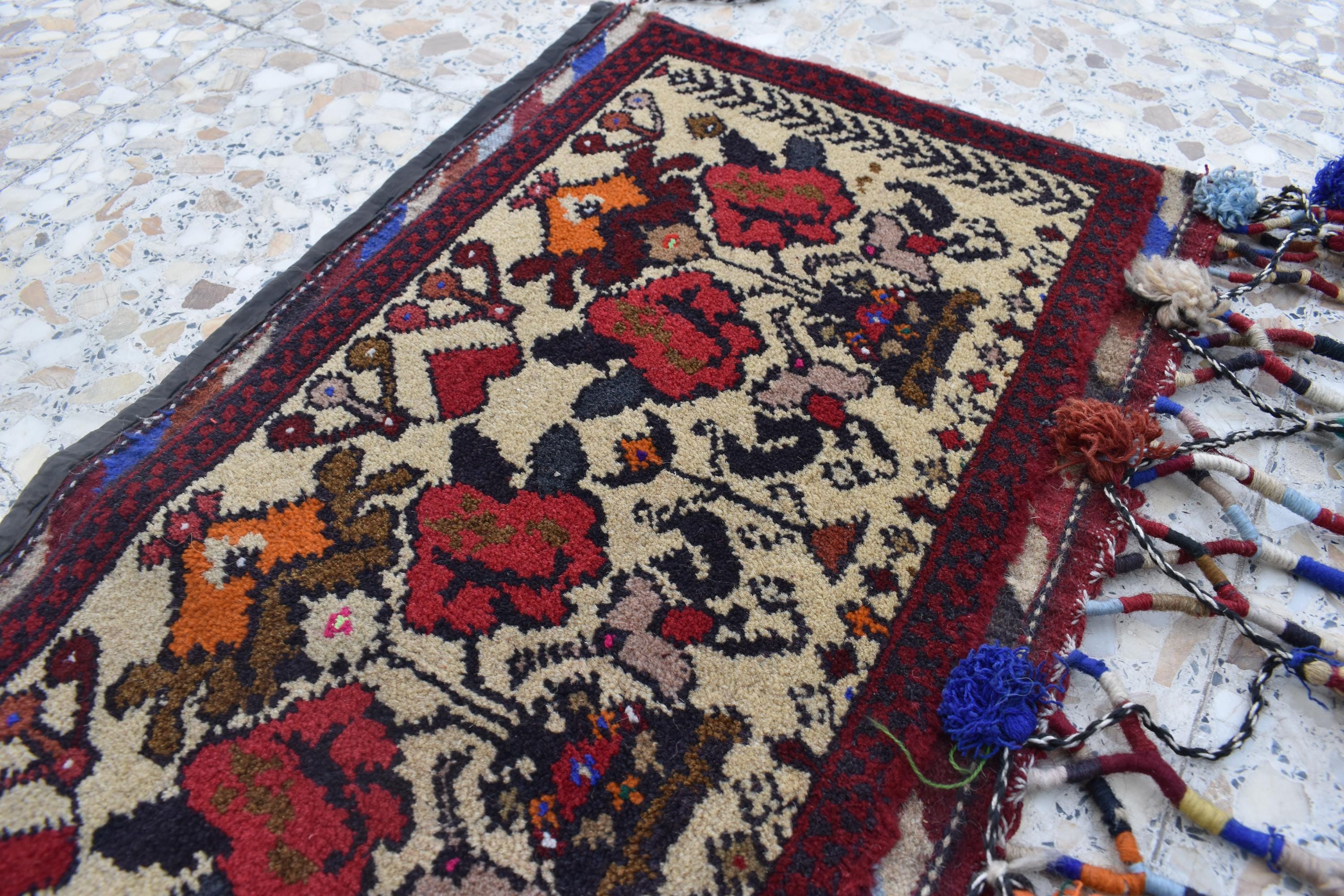 Handmade Wall Hanging Cushions – 2.9 x 1.3 ft | Afghan Tribal Decor | Unique Boho Wall Art | Vintage Textile Cushion Cover