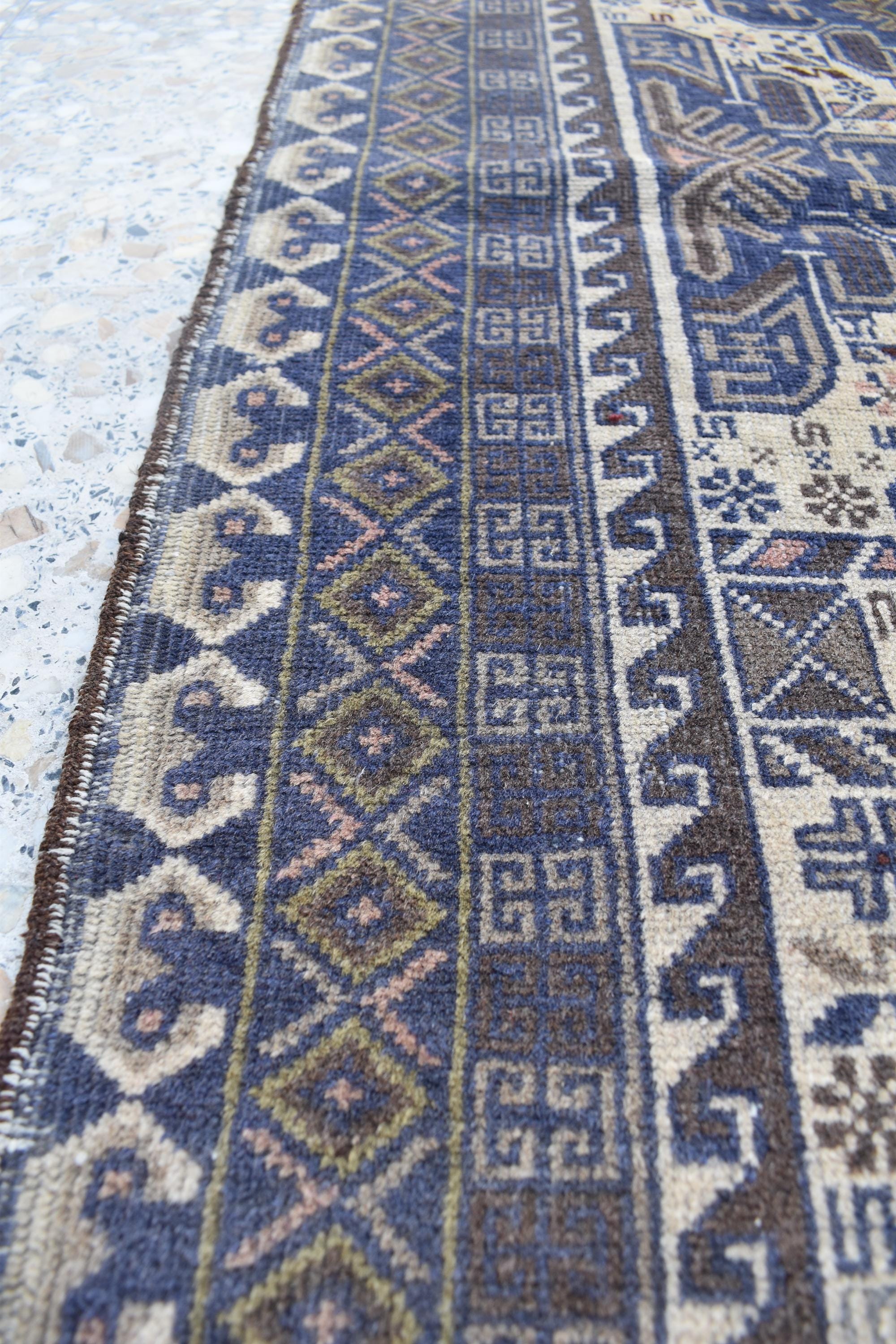 Vintage Baluchi Rug – 4.4 x 2.9 ft | Handmade Afghan Rug | Authentic Tribal Wool Carpet | Small Oriental Rug | Boho Decor, Hallway rug