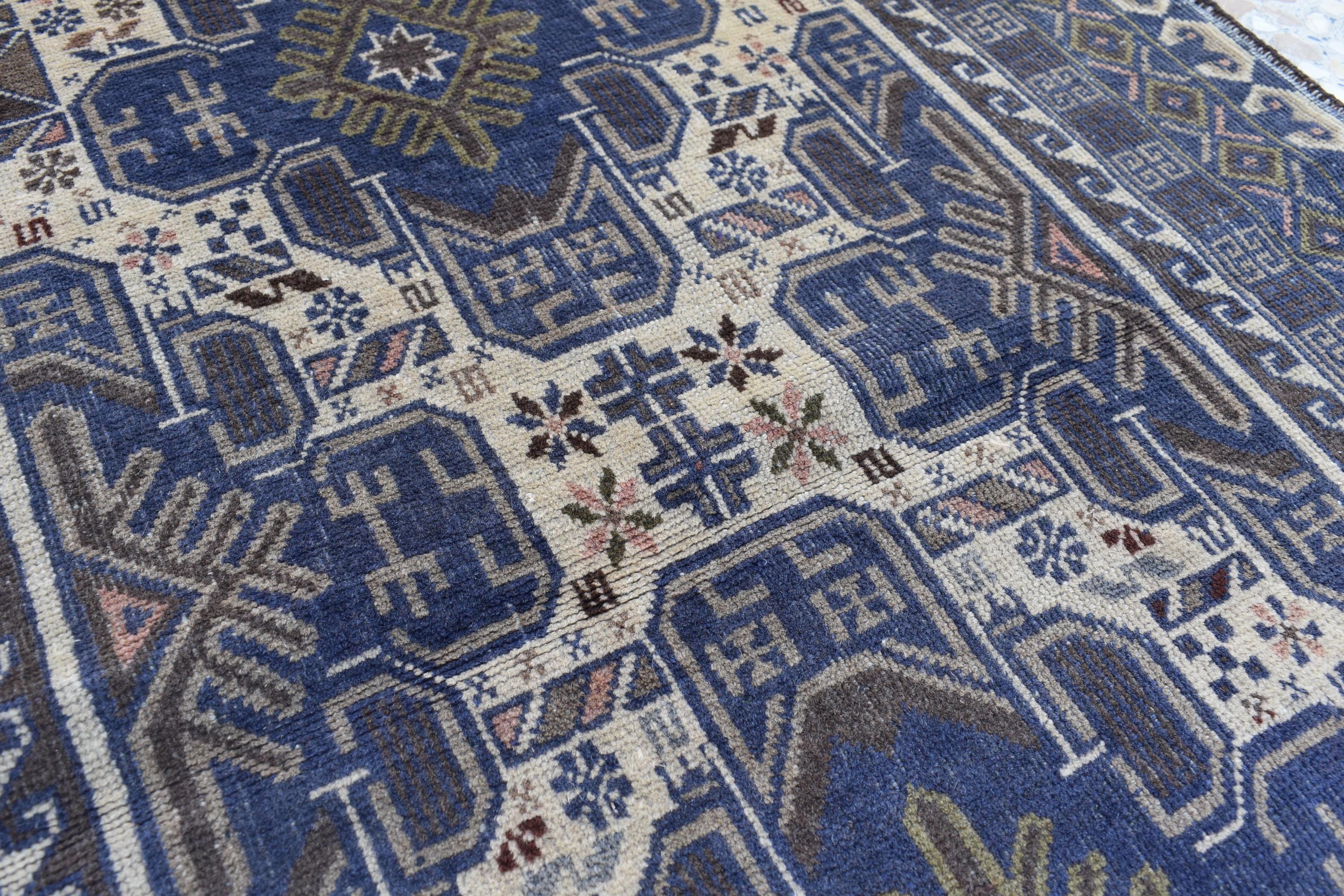 Vintage Baluchi Rug – 4.4 x 2.9 ft | Handmade Afghan Rug | Authentic Tribal Wool Carpet | Small Oriental Rug | Boho Decor, Hallway rug