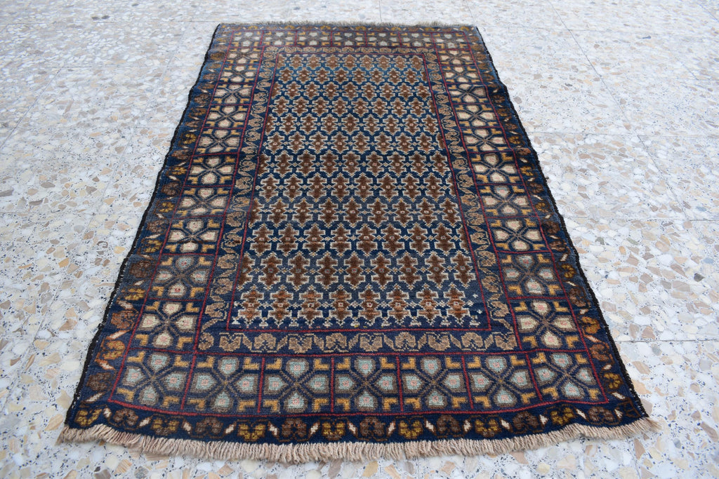 Vintage Antique Afghan Handmade Rug – 4.5 x 2.9 ft | Unique Tribal Design | Authentic Wool Carpet | One-of-a-Kind Oriental Afghan Rug
