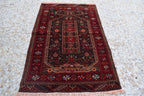 4.4 x 2.8 ft Vintage Antique Afghan Handmade Rug | Unique Tribal Design | Authentic Wool Carpet | Floor Rug | Wall Hanging Rug