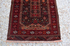 4.4 x 2.8 ft Vintage Antique Afghan Handmade Rug | Unique Tribal Design | Authentic Wool Carpet | Floor Rug | Wall Hanging Rug