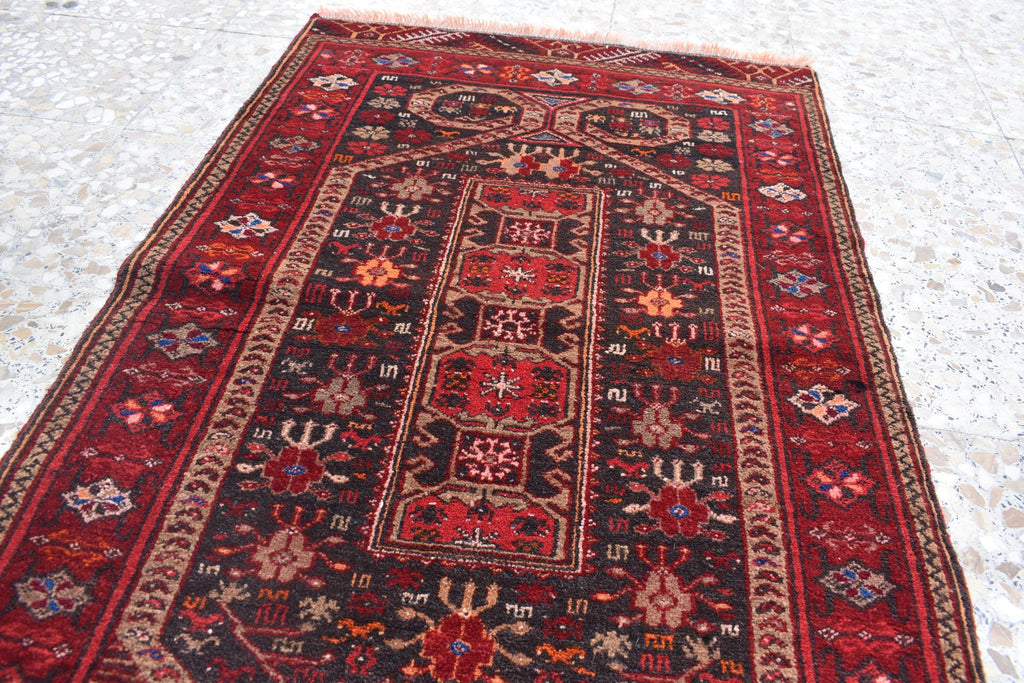 4.4 x 2.8 ft Vintage Antique Afghan Handmade Rug | Unique Tribal Design | Authentic Wool Carpet | Floor Rug | Wall Hanging Rug