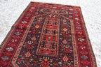 4.4 x 2.8 ft Vintage Antique Afghan Handmade Rug | Unique Tribal Design | Authentic Wool Carpet | Floor Rug | Wall Hanging Rug