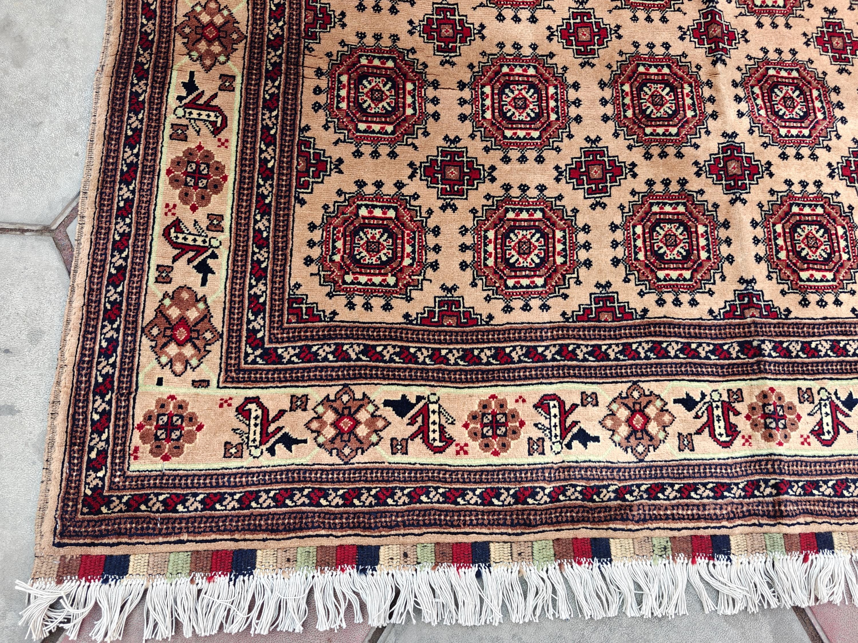 7x5 Authentic Ahal Gul Rug Handwoven Carpet with Rich Colors and Traditional Design, Kitchen Rug, Farmhouse Rug, Bedroom Rug 6.5x4.9 ft