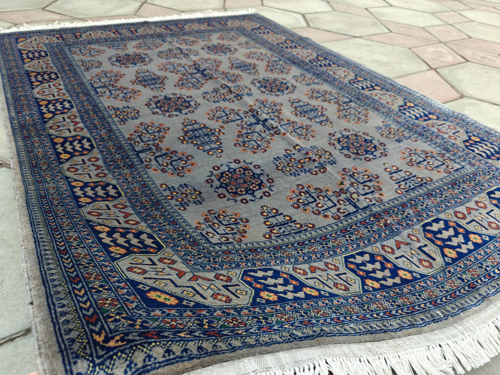 5x7 Handcrafted Saruki Rug Traditional Turkmen Carpet Stunning Design and Quality, Farmhouse Rug, Kitchen Rug, Boho Home Decor 6.7x5.1 ft