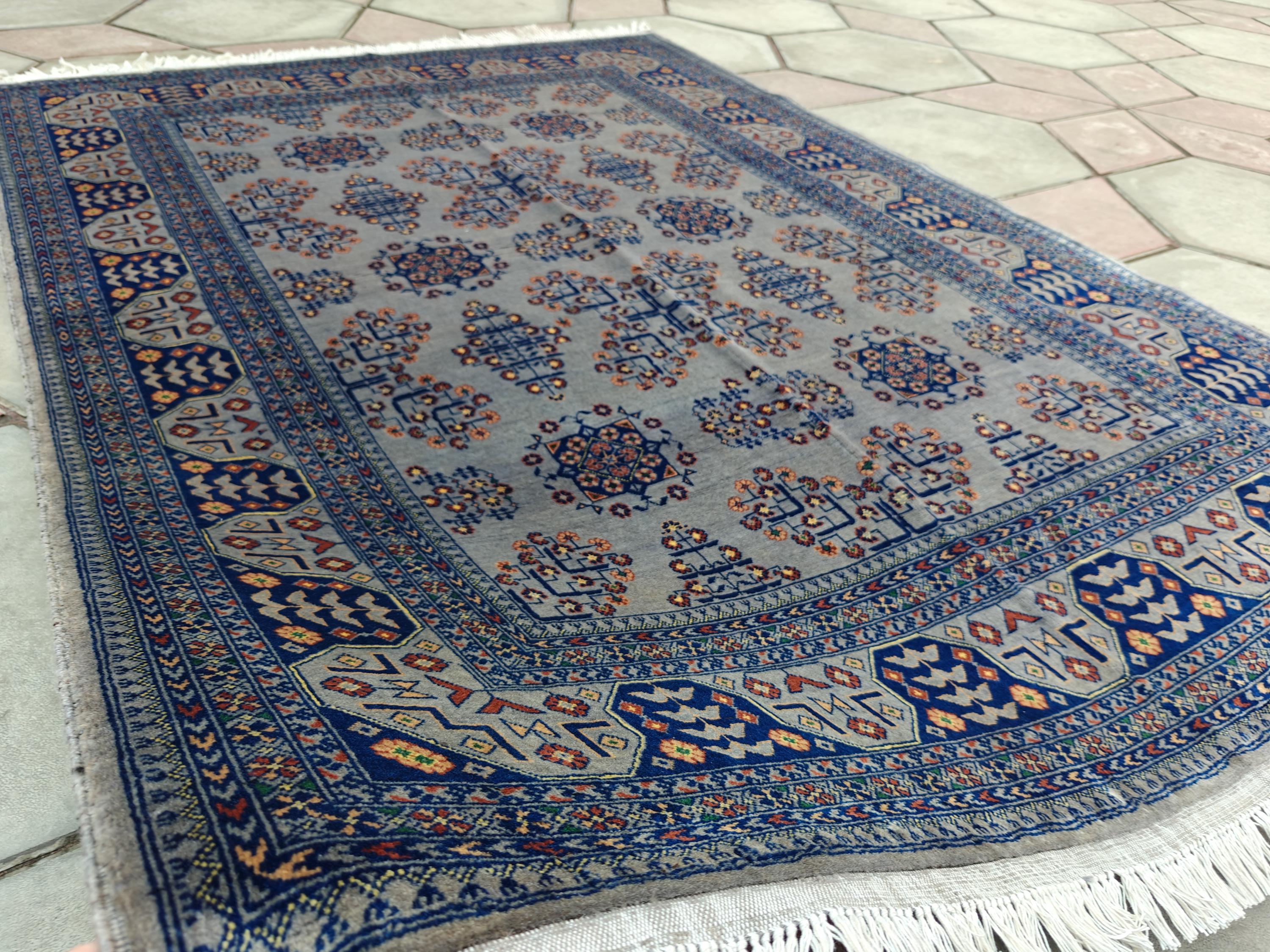 5x7 Handcrafted Saruki Rug Traditional Turkmen Carpet Stunning Design and Quality, Farmhouse Rug, Kitchen Rug, Boho Home Decor 6.7x5.1 ft