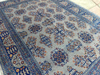 5x7 Handcrafted Saruki Rug Traditional Turkmen Carpet Stunning Design and Quality, Farmhouse Rug, Kitchen Rug, Boho Home Decor 6.7x5.1 ft