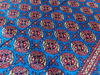 5x7 Authentic Mowrai Gul Rug Navy Blue Handwoven Turkmen Carpet with Traditional Design, Living Room Rug, Bedroom Rug, Boho Home Decor