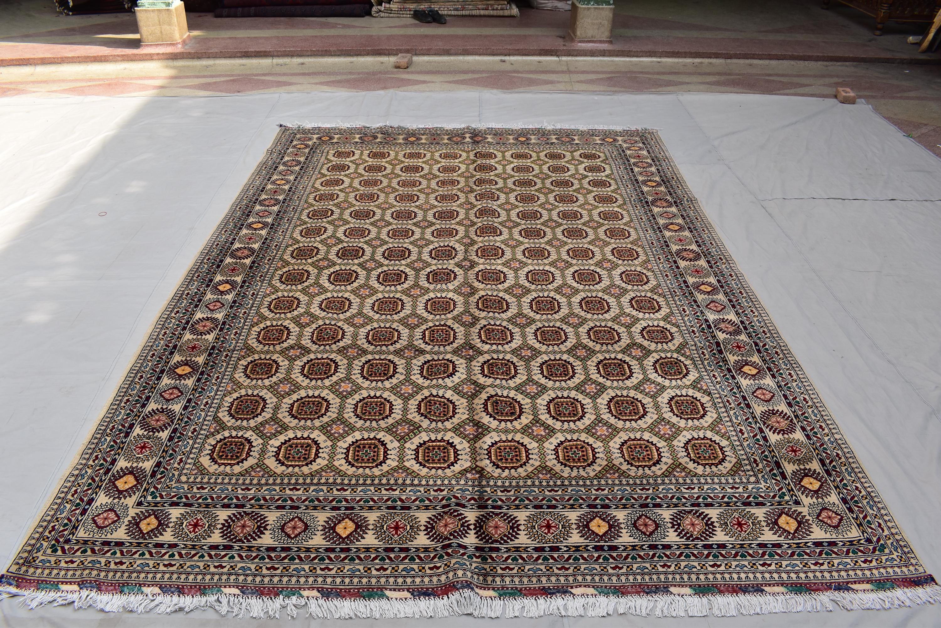 8x12 Authentic Afghan Handmade Rug Hand knotted Traditional Wool Carpet with Tribal Patterns, Rustic Rug for Living Room, Bedroom 11.6x8.2ft