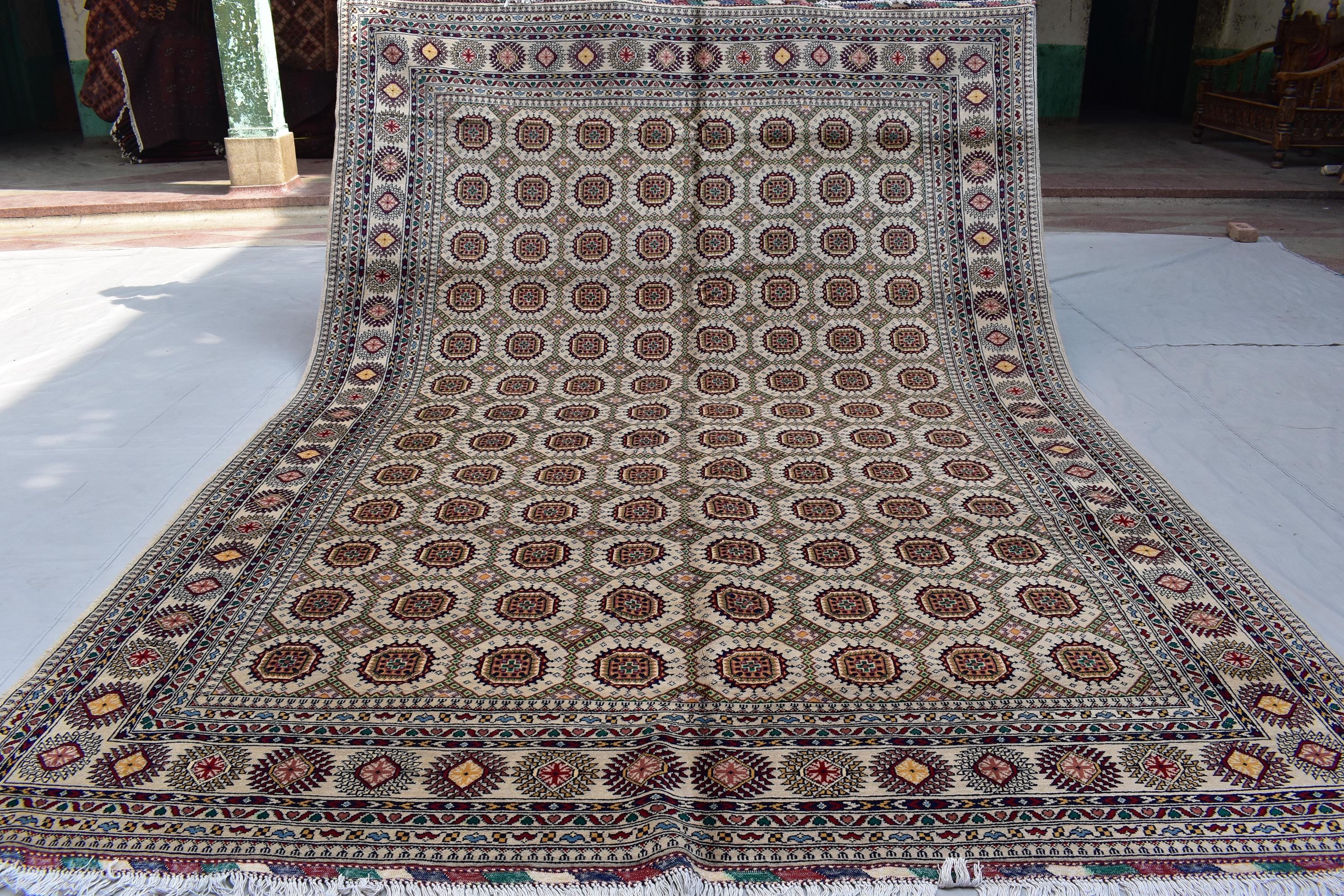 8x12 Authentic Afghan Handmade Rug Hand knotted Traditional Wool Carpet with Tribal Patterns, Rustic Rug for Living Room, Bedroom 11.6x8.2ft