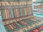 Handmade Afghan Chobi Rug 7.8x5.9 ft Geometric Tribal Pattern with Animal Motifs, Bohemian Decor, Unique Oriental Area Carpet