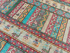 Handmade Afghan Chobi Rug 7.8x5.9 ft Geometric Tribal Pattern with Animal Motifs, Bohemian Decor, Unique Oriental Area Carpet