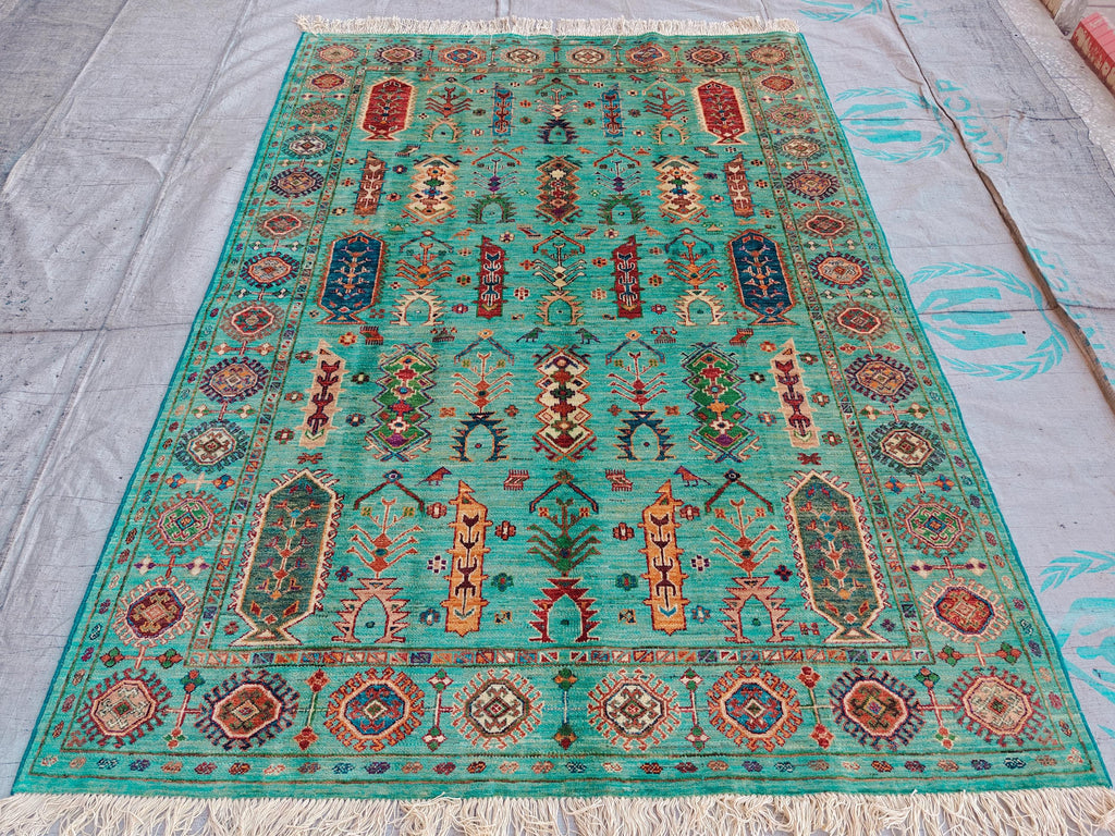 Chobi Rug Floral Pattern - Handwoven Wool Carpet, 7.11 x 5.9 ft, Authentic Persian Area Rug, Living Room Rug, Bedroom Rug, Boho Home Decor