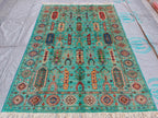 Chobi Rug Floral Pattern - Handwoven Wool Carpet, 7.11 x 5.9 ft, Authentic Persian Area Rug, Living Room Rug, Bedroom Rug, Boho Home Decor