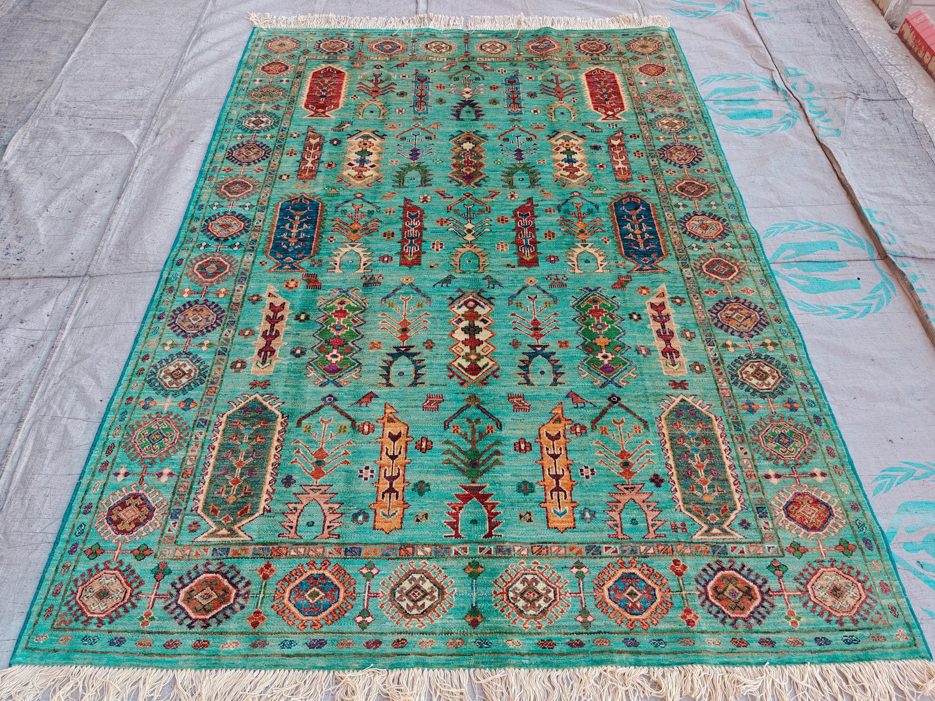 Chobi Rug Floral Pattern - Handwoven Wool Carpet, 7.11 x 5.9 ft, Authentic Persian Area Rug, Living Room Rug, Bedroom Rug, Boho Home Decor