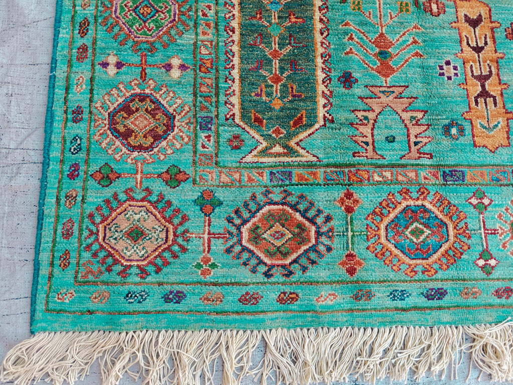 Chobi Rug Floral Pattern - Handwoven Wool Carpet, 7.11 x 5.9 ft, Authentic Persian Area Rug, Living Room Rug, Bedroom Rug, Boho Home Decor