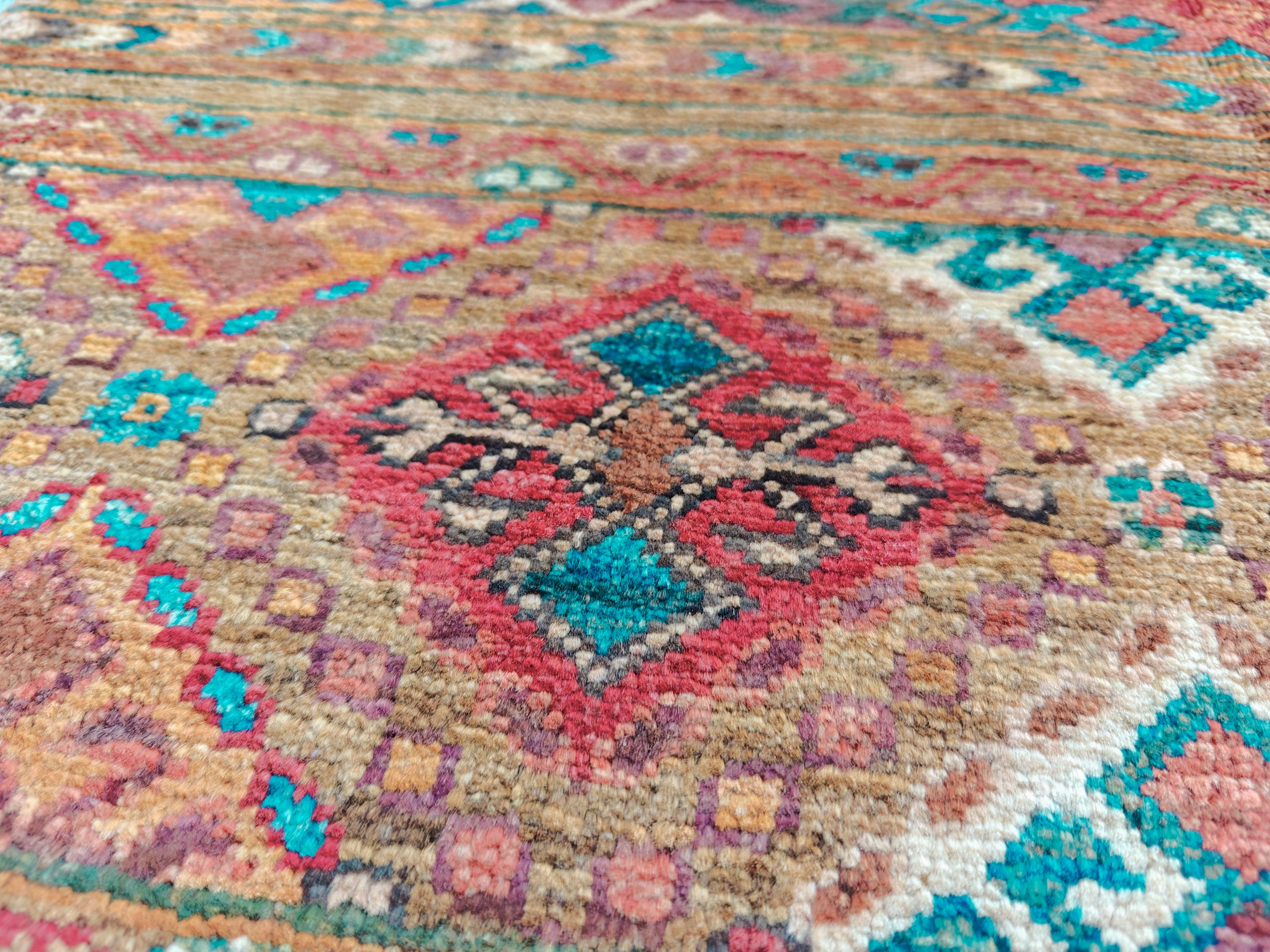 6x8 Handwoven Tribal – Multicolor Striped & Geometric Design – Afghan Caucasian Style Wool Rug – Bohemian Area Carpet – Rustic Home Decor
