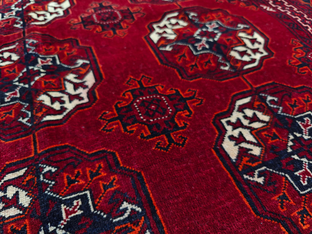 7.11x4.10 Ft Antique fine Red Ahal Gull Soft Area Rug, Amazing Afghan Hand Knotted Wool Rug, Turkmen Oriental Rug, Living Room Rug,