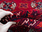 7.11x4.10 Ft Antique fine Red Ahal Gull Soft Area Rug, Amazing Afghan Hand Knotted Wool Rug, Turkmen Oriental Rug, Living Room Rug,