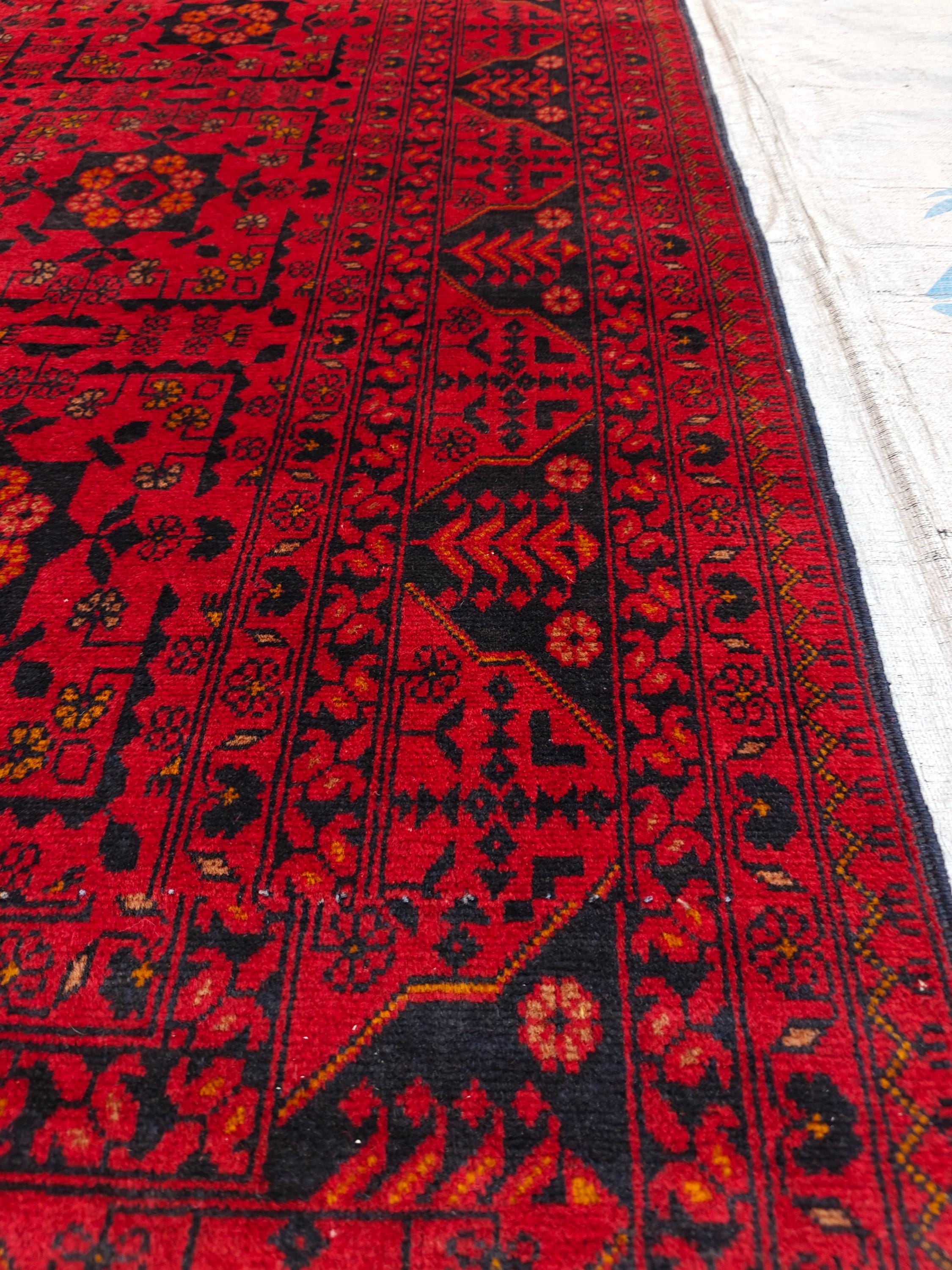 Vintage Bukhara Rug 10.1x6.7 ft - Handwoven Wool Carpet, Traditional Oriental Design, Authentic Persian Area Rug, Antique Luxury Home Decor