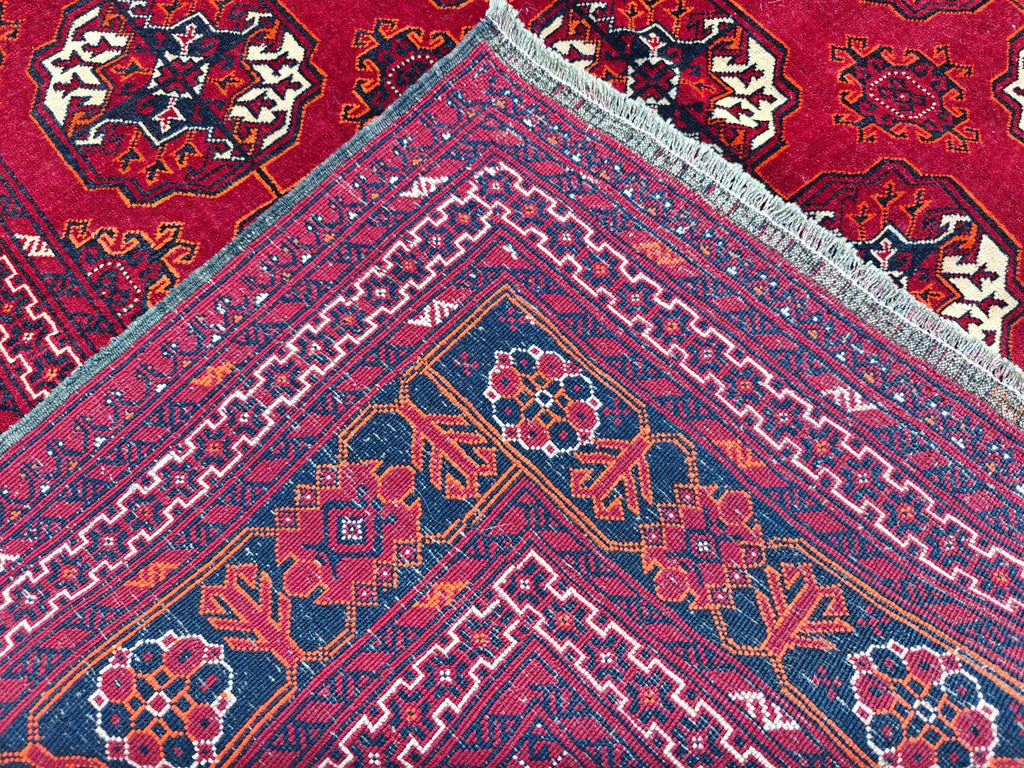 7.11x4.10 Ft Antique fine Red Ahal Gull Soft Area Rug, Amazing Afghan Hand Knotted Wool Rug, Turkmen Oriental Rug, Living Room Rug,