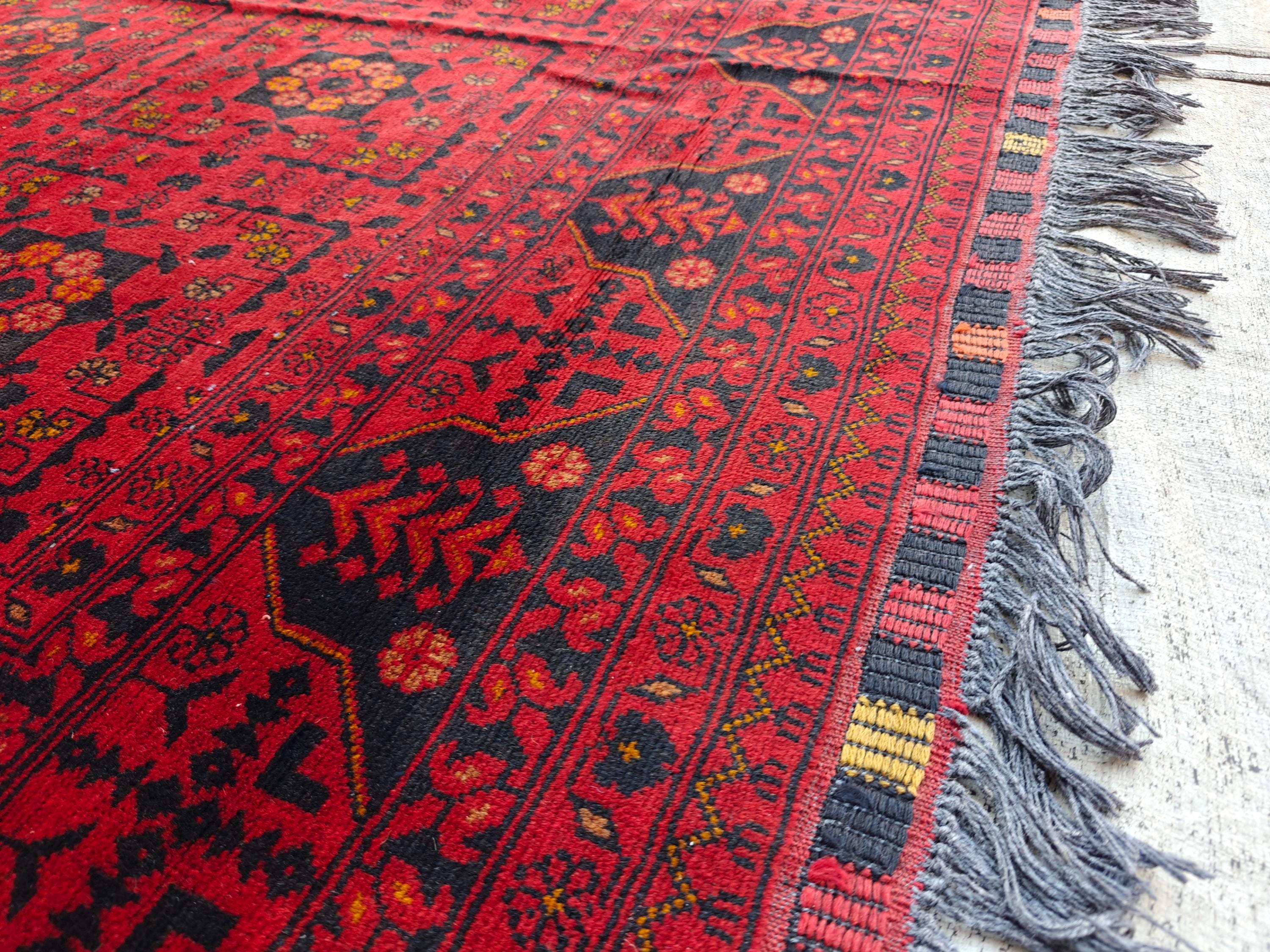 Vintage Bukhara Rug 10.1x6.7 ft - Handwoven Wool Carpet, Traditional Oriental Design, Authentic Persian Area Rug, Antique Luxury Home Decor